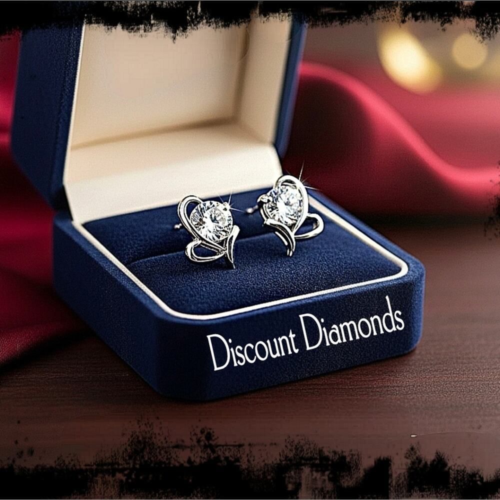 Dainty Clear White Diamond Stud Push Back Earrings on 925 Sterling Silver